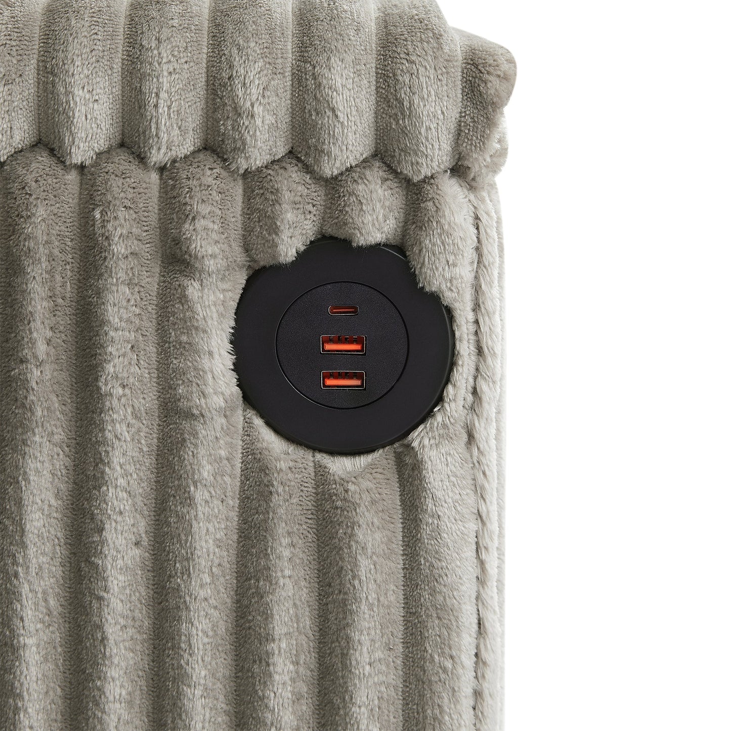 Modern 4-Seater Corduroy Sofa Couch With USB Ports, Hidden Storage Arms, and Flip-Top Cup Holders, Brown, 133 Inches