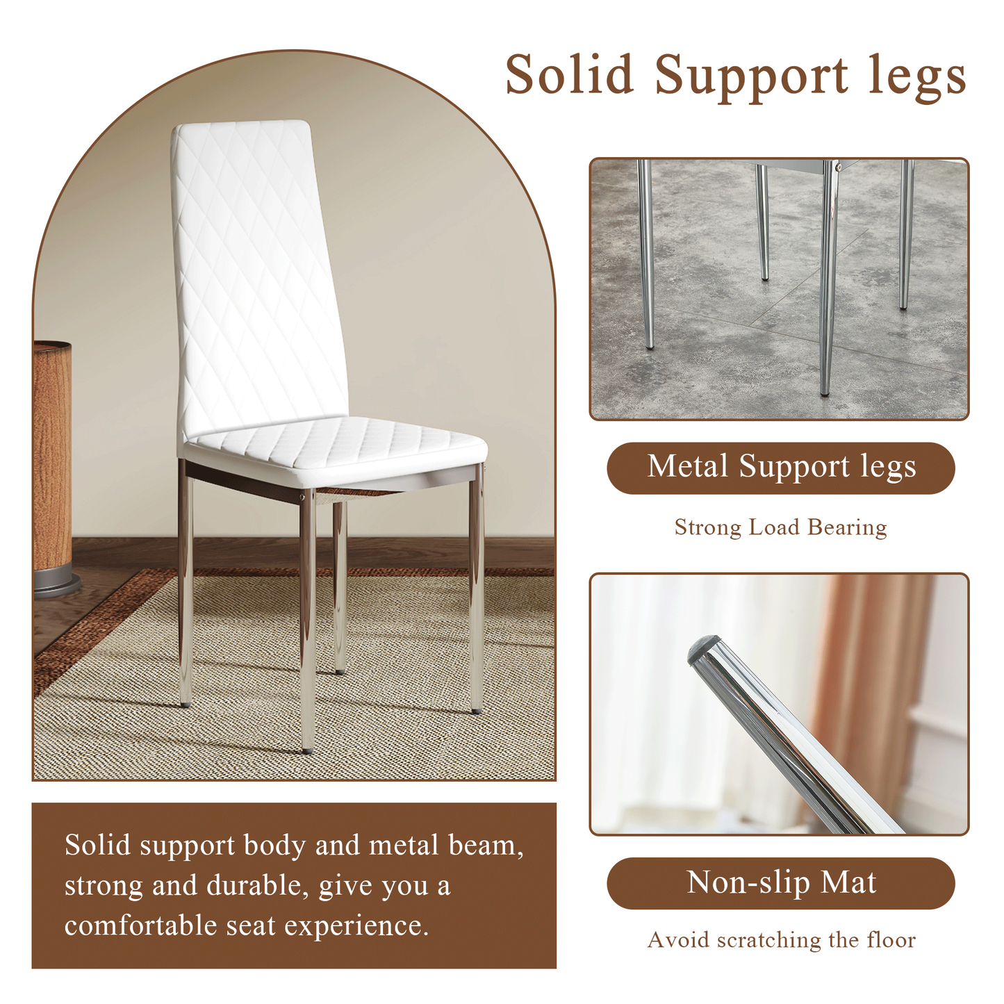 Modern Style Dining Chairs Set of 6 in White, Essential for Minimalist Homes.Meeting Family Dining Needs,PU Material Sea