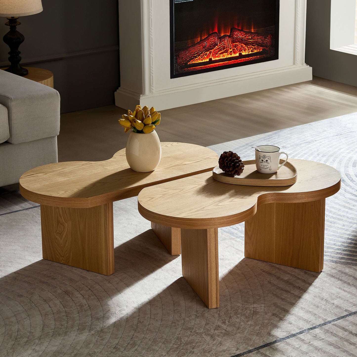 Modern Butterfly MDF Coffee Table, Used in Living Rooms, Bedrooms, Offices, With a Butterfly Shaped Appearance, NATURE