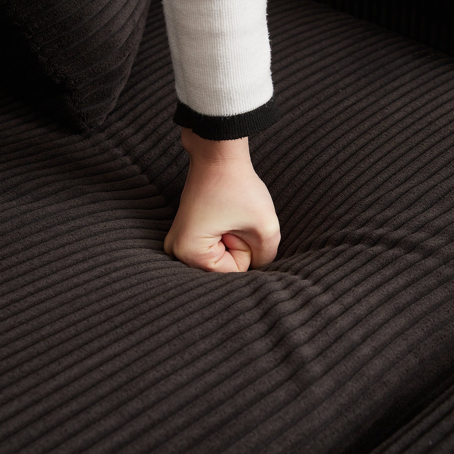 Corduroy Fabric 3-Seater Comfy Cloud Couch With 2 Movable Footrest for Living Room,Oversized Deep Seat U Shaped Couch Se