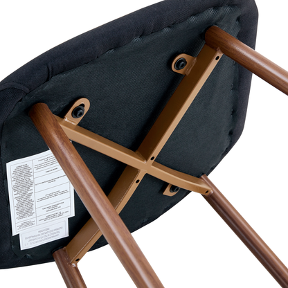 Luxury Simple Chair Set of 4 Black Linen-Cotton High Resilience Dining Chair With Metal Walnut Color Leg