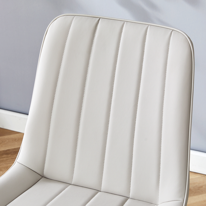 Ergonomic PU Leather Dining Chair Set With Extended Seat Cushion, Metal Legs, Black/Gray