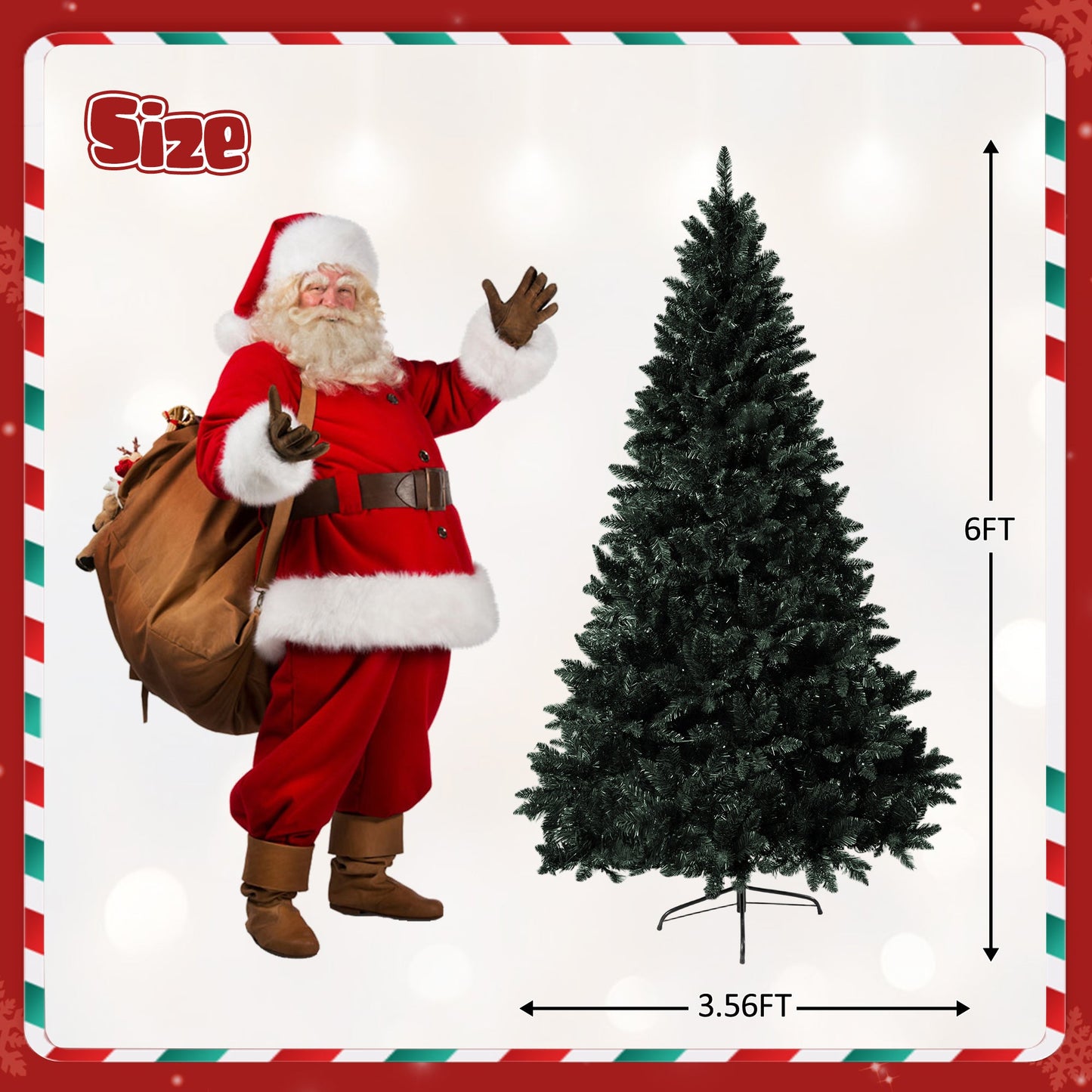 6FT Pre-Lit Black Artificial Hinged Christmas Tree, Holiday Spruce Xmas Tree With 920 Branch Tips and 280 Color LED Chan