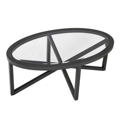 Modern Simple Glass Coffee Table, Tempered Glass Coffee Table Solid Wood Base Round Transparent Glass Top Modern Living