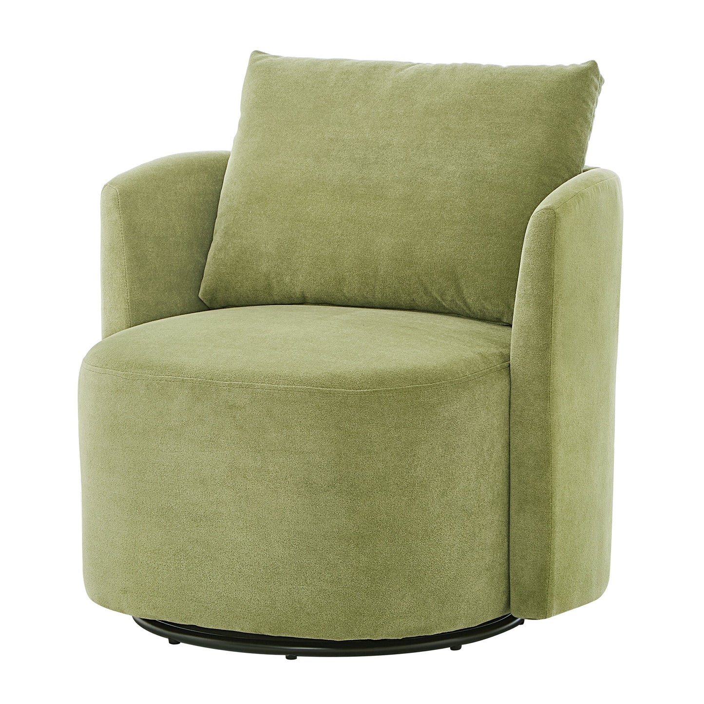 360° Swivel Chair, 29.9' Accent Barrel Armchair, Upholstered With Curved Design, Green Chenille, for Living Room and Off