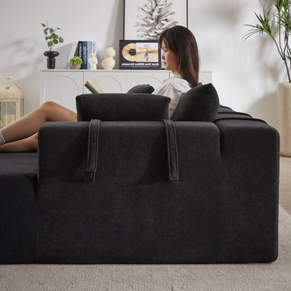 Modern Chenille Upholstered Sectional Sofa Couch Set,Modular 108' L Shaped Sectional Living Room Sofa Set With 6 Pillows