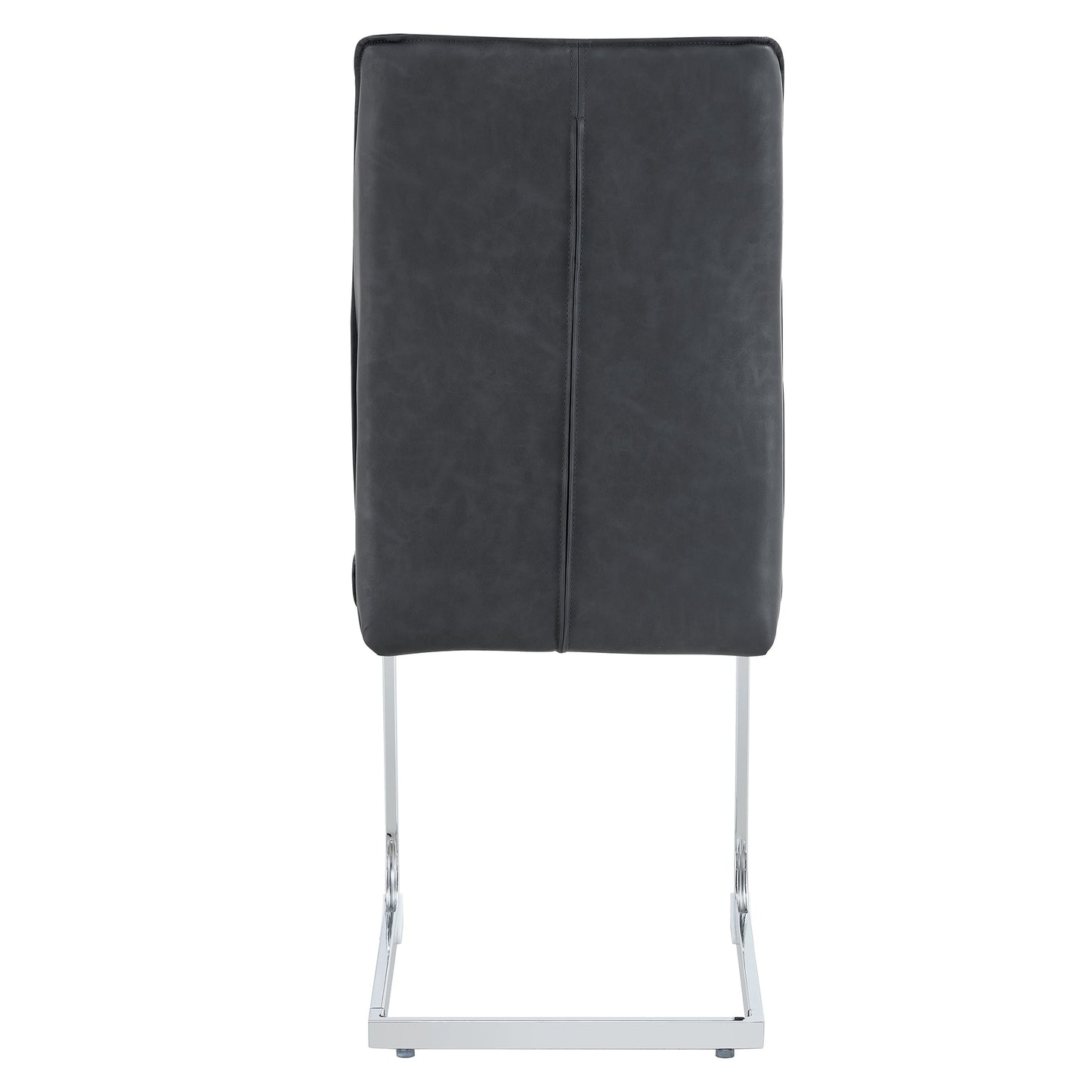 Luxury Simple Arch Chair - Set of 2 Dark Gray PU Material High Resilience Dining Chair With Arched Metal Silver Leg.Craz