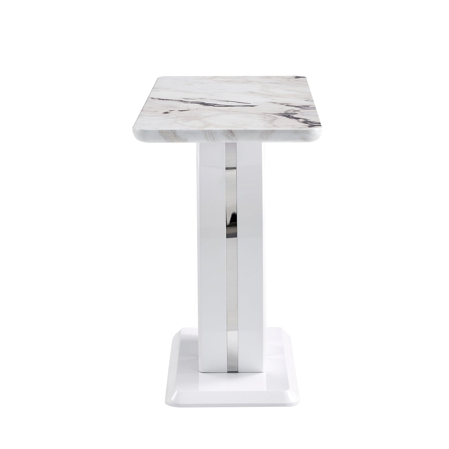 Modern Simple Glossy White Rectangular Counter Bar Table 47.24' X 18.11' X 29.52' for Living Room Bedroom Bedside Entran
