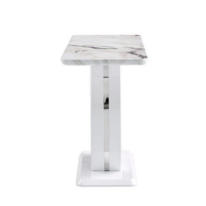 Modern Simple Glossy White Rectangular Counter Bar Table 47.24' X 18.11' X 29.52' for Living Room Bedroom Bedside Entran