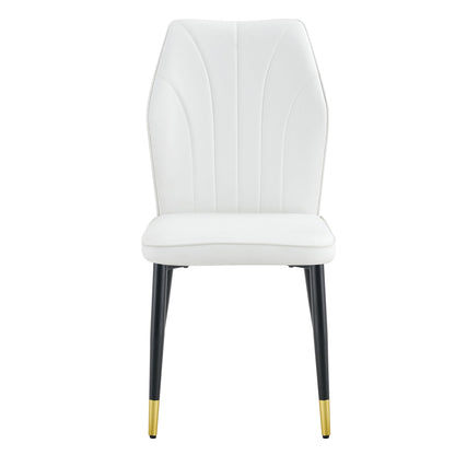 4 Modern Dining Chairs With Stylish PU Patterned Backrest and Black Metal Legs for a Comfortable Home Experience in the