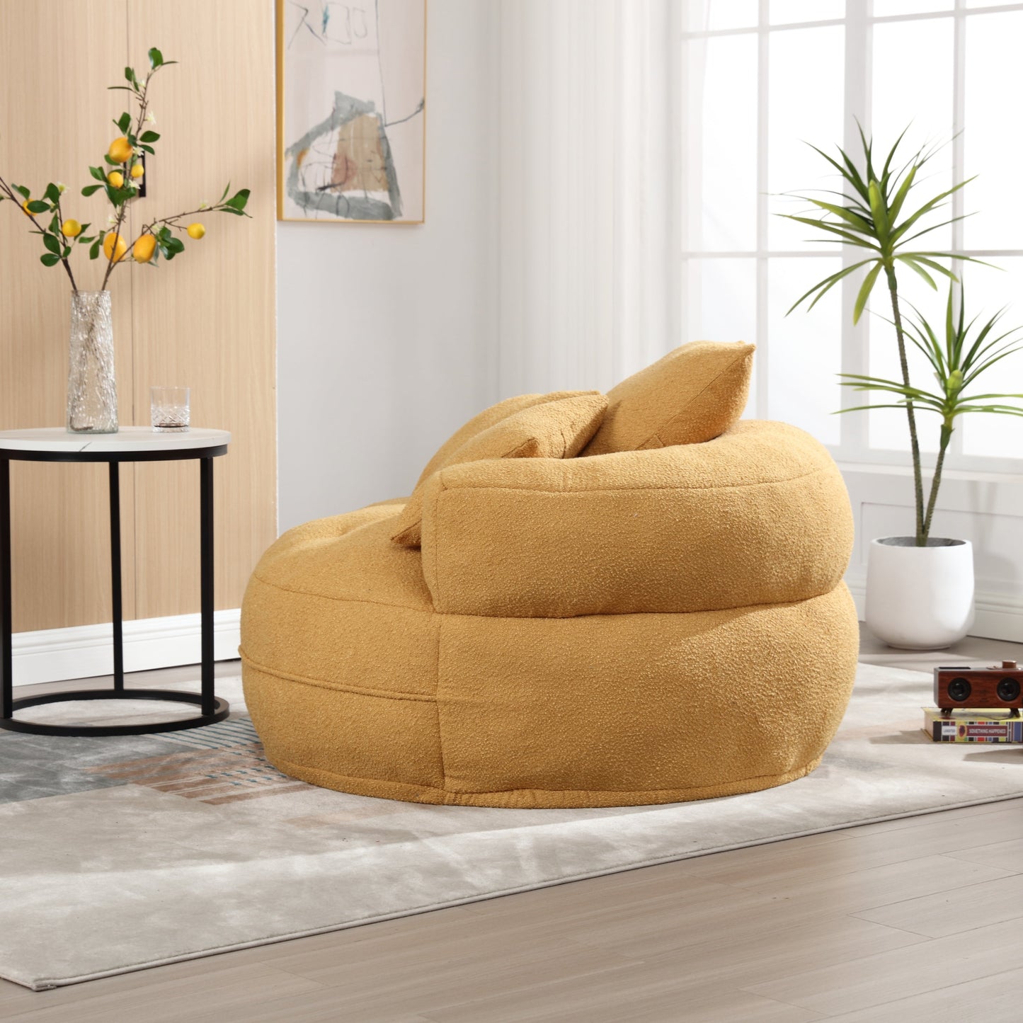 Chenille Sponge Single Sofa,No Assembly Required,Fluffy Modern Sleeper Chair for Living Room, Bedroom, Lounge and Projec