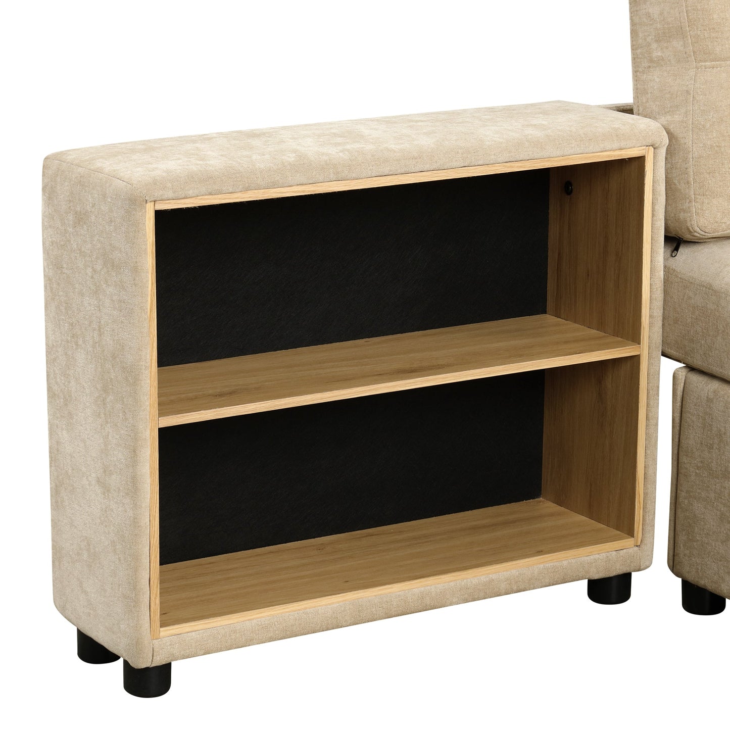 121.2' Versatile Sofa Bed Modular Sofa  Free-Combined Sofa With Two Storage Racks,  Brown