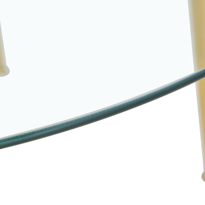 A Glass Tabletop With a Diameter of 40 Inches and a Modern Minimalist Circular Dining Table With Gold Plated Metal Legs.