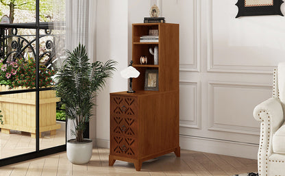 End Table With 3 Drawers, Corner Table With 2 Open Shelves, Tall Side Table for Bedroom and Corner, Walnut,Expect Arriva
