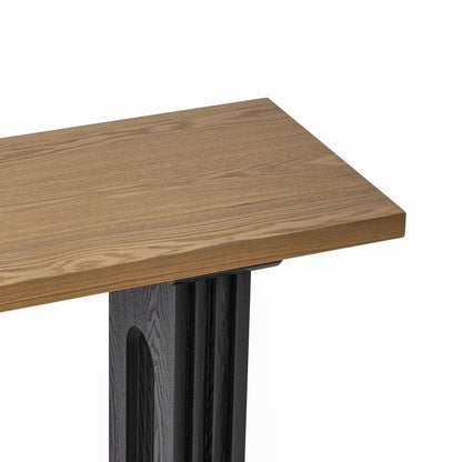 Uniquely Designed Console Table Made of Fraxinus Mandschuric Solid Wood Veneer,with Distinctive Round Hollow Legs, Suita