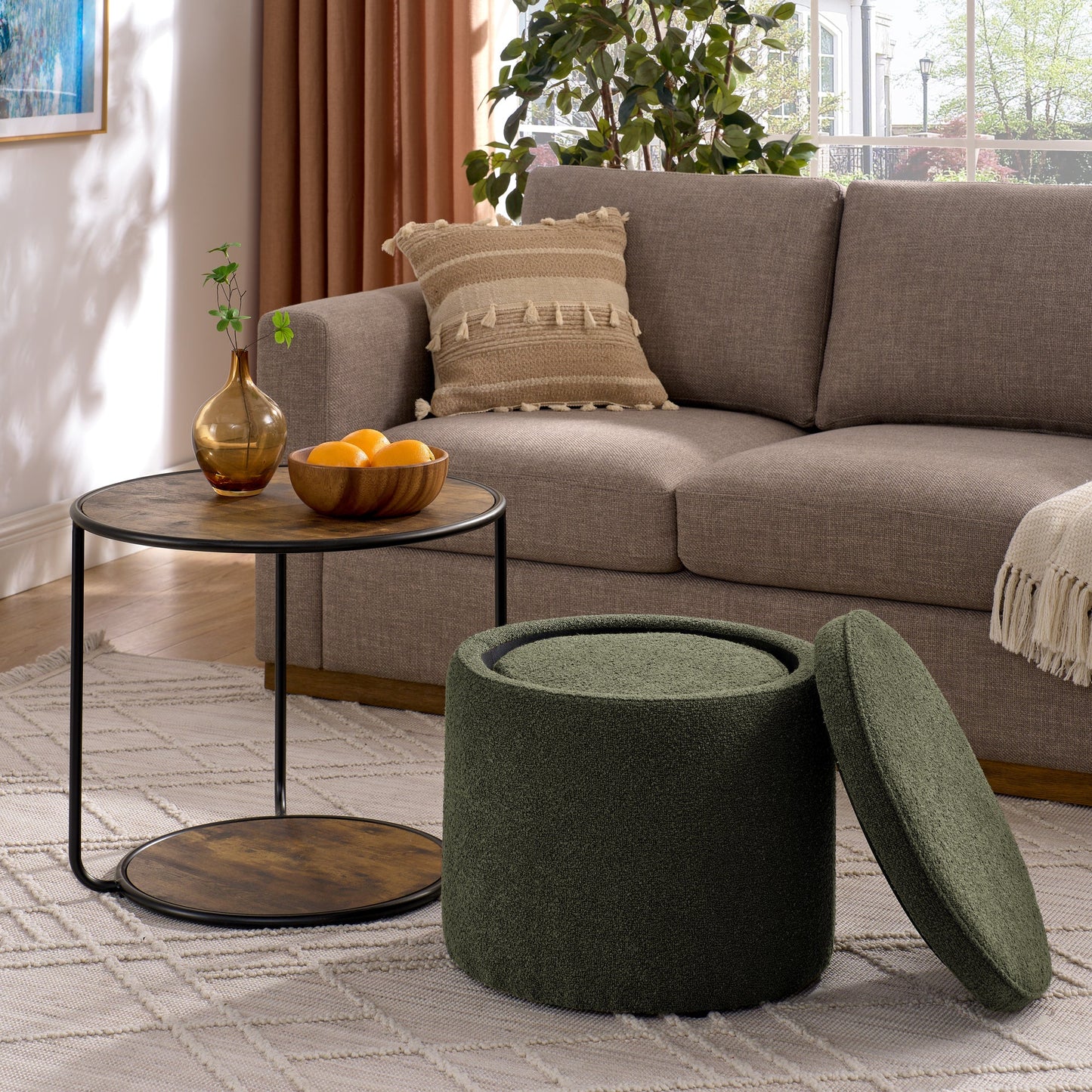 Ottoman, Multi-Functional Combination Set Table Ottoman, Combination of Ottoman and Table, With Drum Stool, With Storage