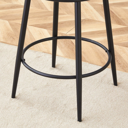 Stylish Ergonomic Bar Chairs Set With Black Breathable Cushions and Metal Legs, 35.5 Inches High, Pack of Two