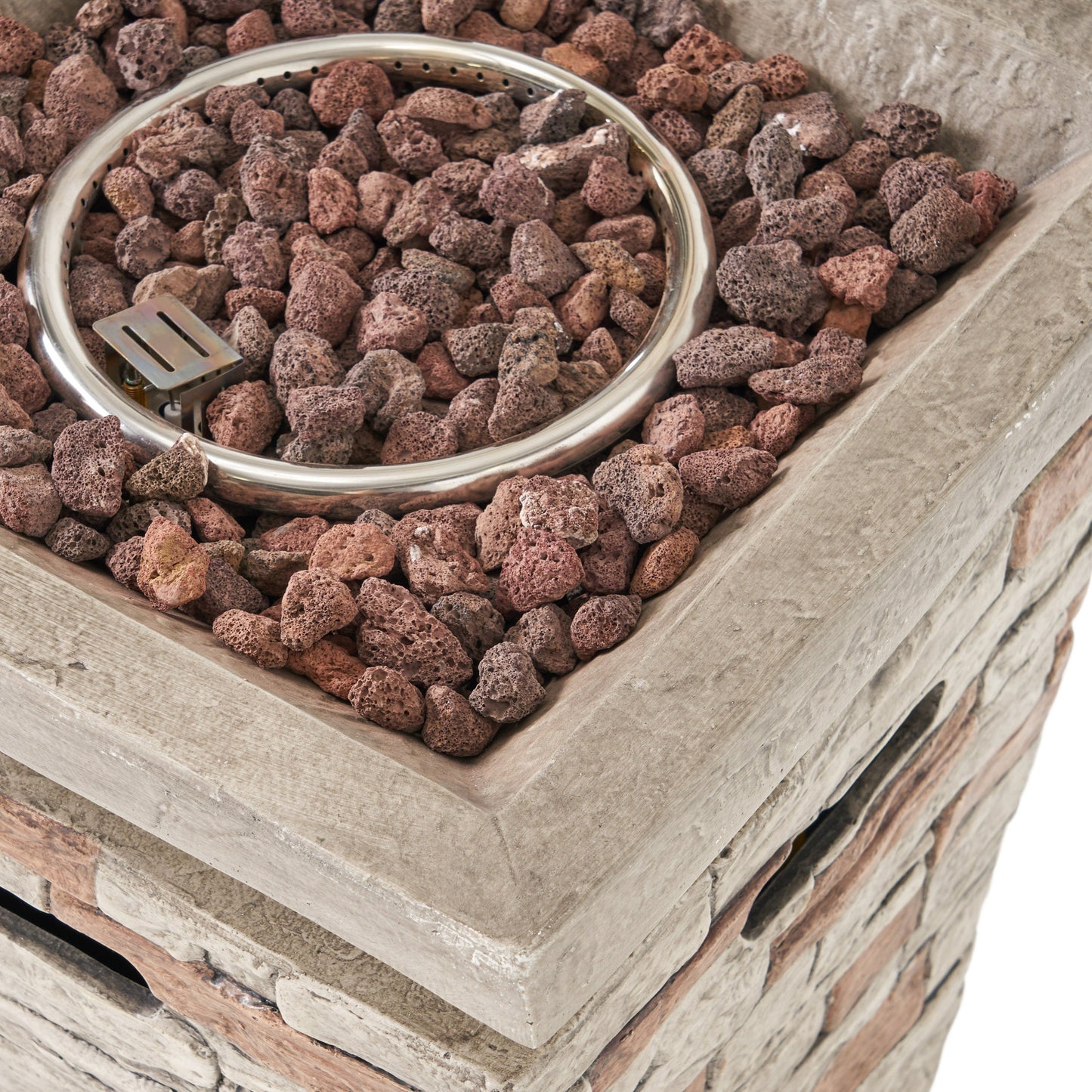 Outdoor 19.50' MGO Fire Column - 40,000 BTU, Natural Stone (Tank Inside)