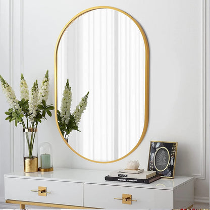 Gold 20 X 28 Inch Metal Oval  Mirror