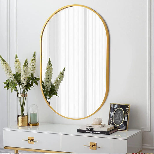 Gold 20 X 28 Inch Metal Oval  Mirror