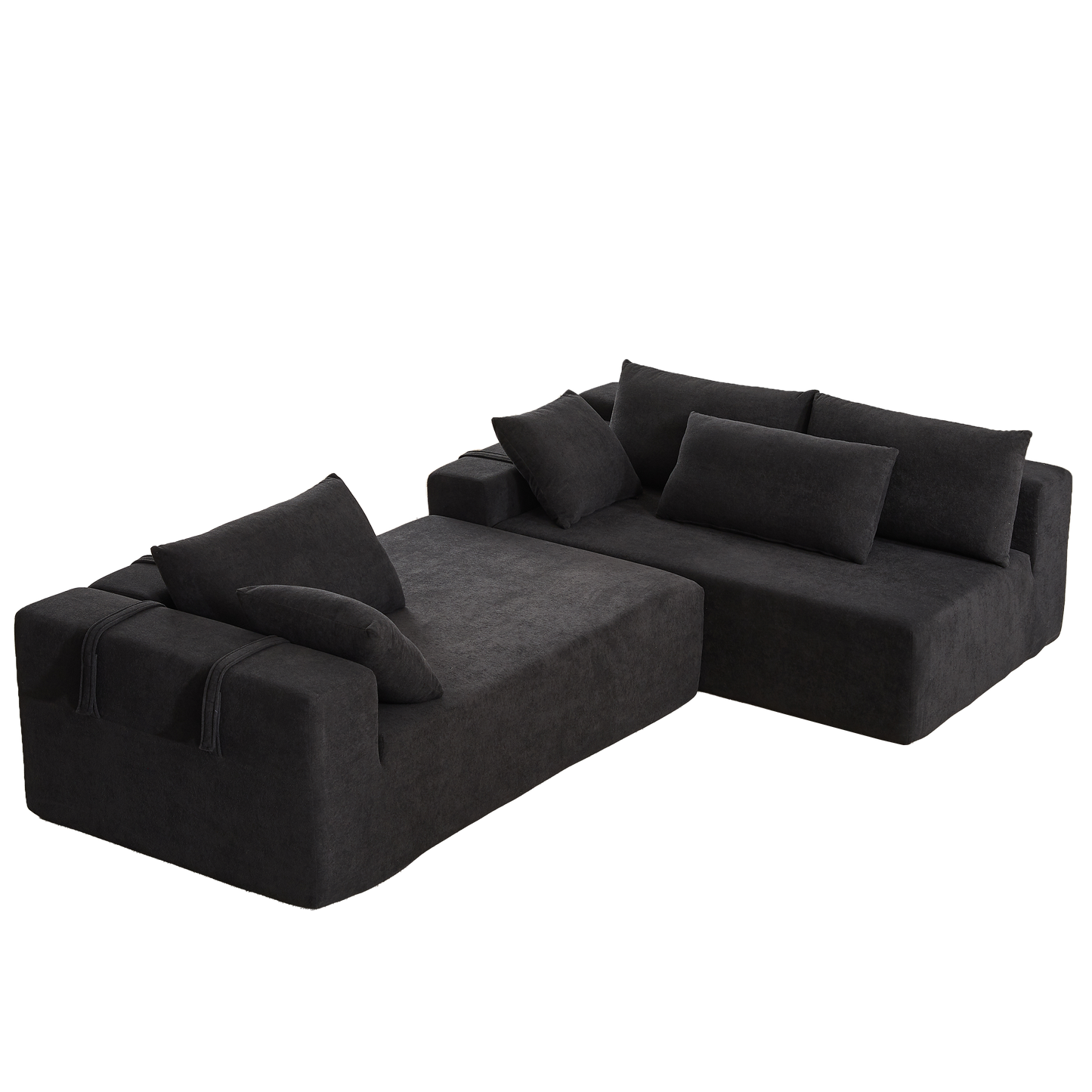 Modern Chenille Upholstered Sectional Sofa Couch Set,Modular 108' L Shaped Sectional Living Room Sofa Set With 6 Pillows