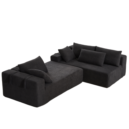 Modern Chenille Upholstered Sectional Sofa Couch Set,Modular 108' L Shaped Sectional Living Room Sofa Set With 6 Pillows