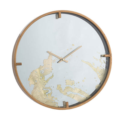 D15.7x2.4' Minimalist Mirrored Clock, Gold