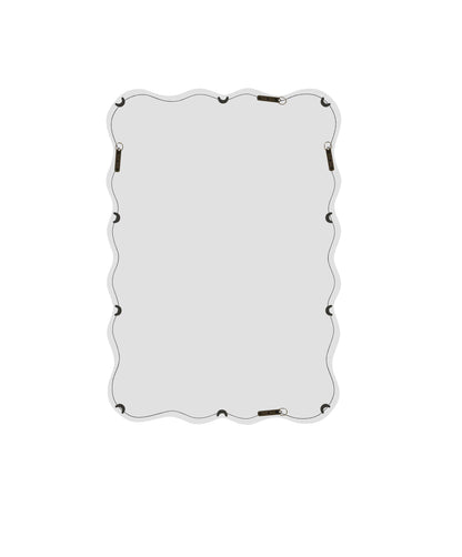 Solid Wood Wavy Rectangle  Mirror-Natural-Wood   40' X 28' Modern Mirror Wall Decor for Bathroom, Bedroom, Living Room,