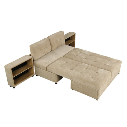 121.2' Versatile Sofa Bed Modular Sofa  Free-Combined Sofa With Two Storage Racks,  Brown