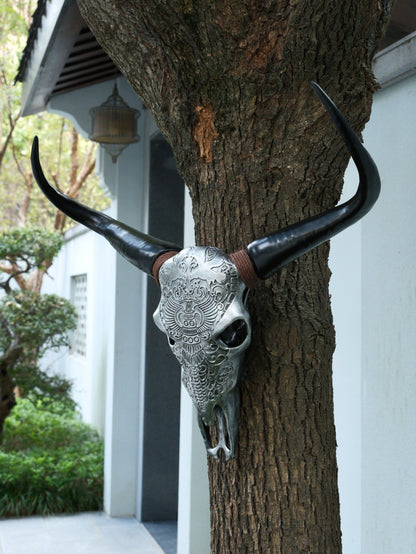 Bone-Inspired Bull Head Hanging Ornament-Resin Craft,Lifelike Details,North American Style