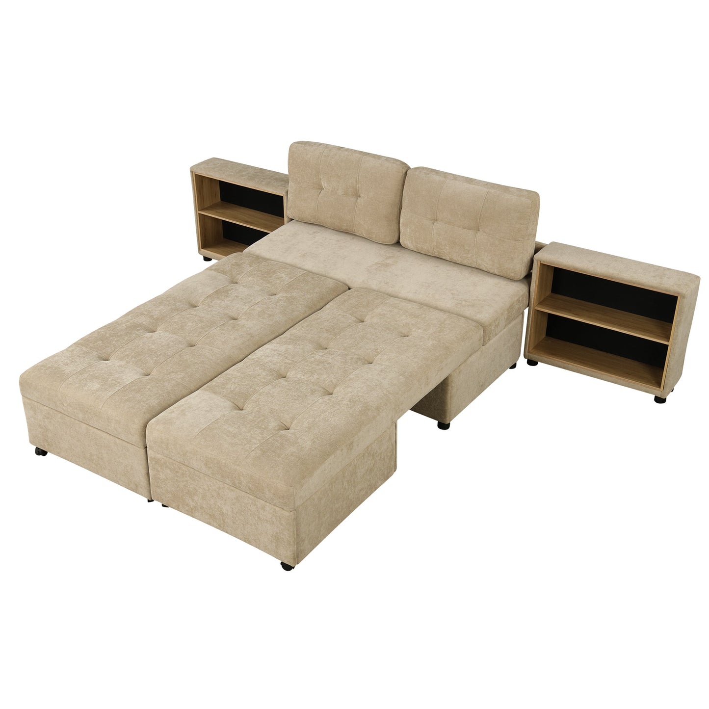 121.2' Versatile Sofa Bed Modular Sofa  Free-Combined Sofa With Two Storage Racks,  Brown