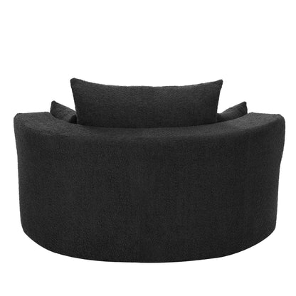 360° Swivel Accent Barrel Chair With Removable Pillows, Black Chenille, 56.3x56.3x36.5 Inches