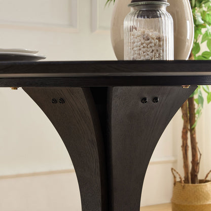 47.24'' Round Modern Style MDF Wood Dining Table in Black Suitable for Kitchen, Living Room, Cafe, Milk Tea Shop