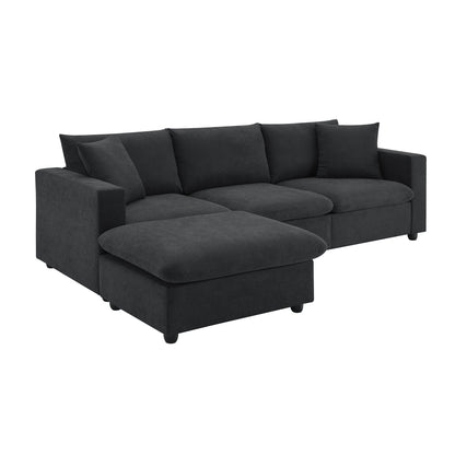 101*66' Modern Sectional Sofa With Throw Pillows,Cloud L-Shaped Couch Set With Wide Seat,4 Seat Polyester Comfy Fabric C