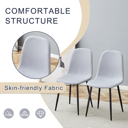 Table and Chair set.A Minimalist Retro Rectangular Dining Table With a Specially Textured Top and Black Metal legs.Paire