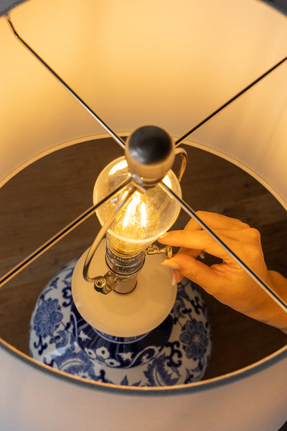 D14x27.6' Blue and White Round Ceramic Vase Lamp