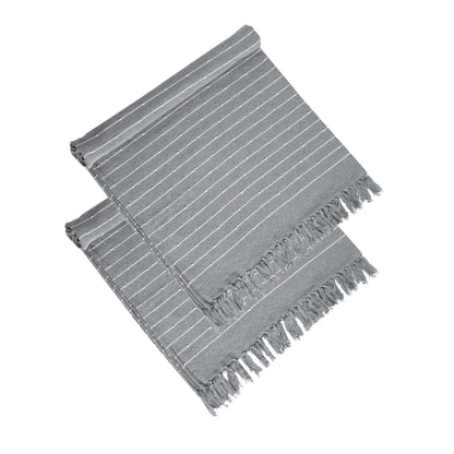 50x60' Gray Striped Decorative Throw Blanket With Tassels and Horizontal Stripes, 2 Pack