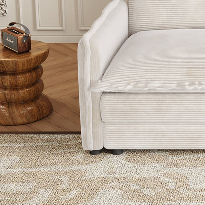 Corduroy Fabric 4-Seater Comfy Cloud Couch With 2 Movable Footrest for Living Room,Oversized Deep Seat U-Shaped Couch Se