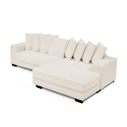 Corduroy Tufted Upholstered Sleeper Sectional Sofa, L-Shaped Modular Convertible Sofa , Can Freely Change the Position O
