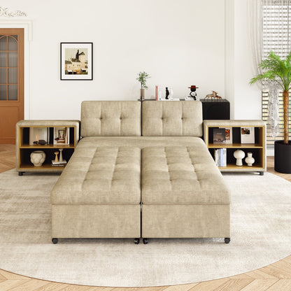 121.2' Versatile Sofa Bed Modular Sofa  Free-Combined Sofa With Two Storage Racks,  Brown