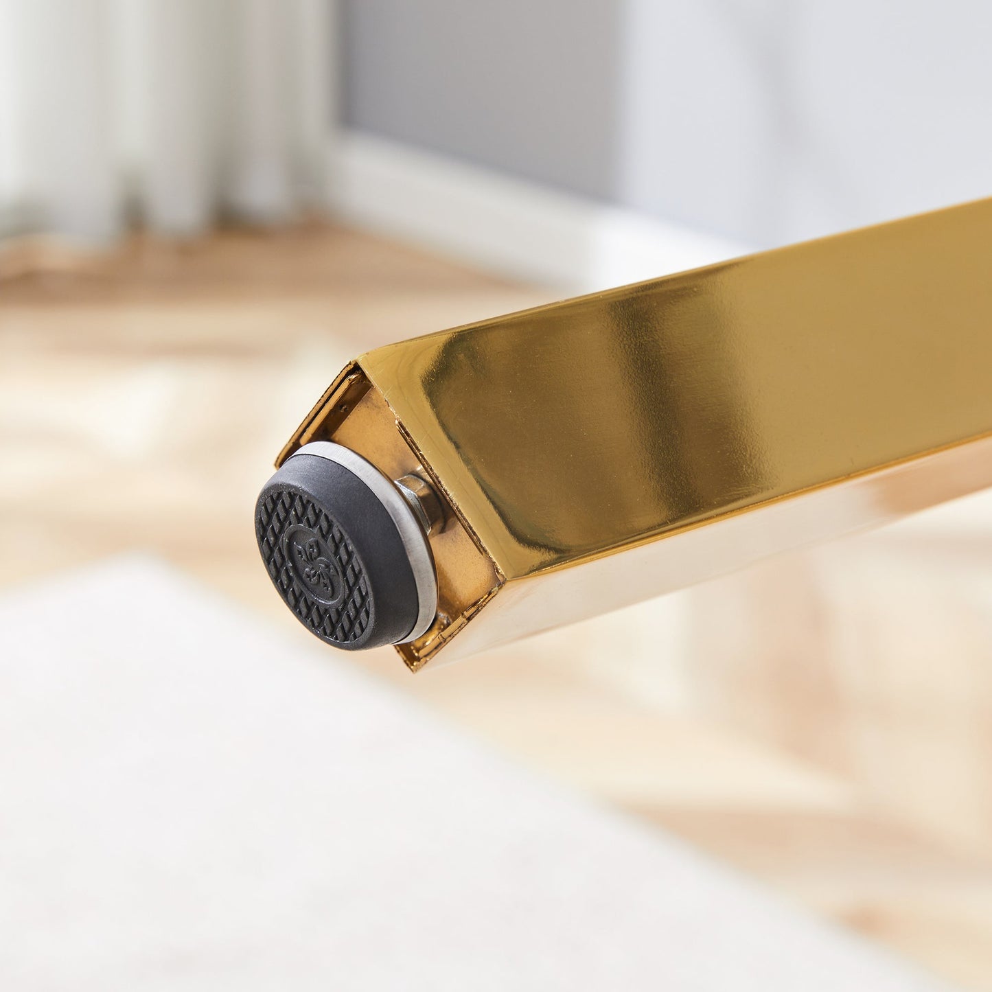 Modern Luxurious Round Tempered Glass Dining Table With Gold 7-Shaped Metal Legs,suitable for Family Meals, Office Confe