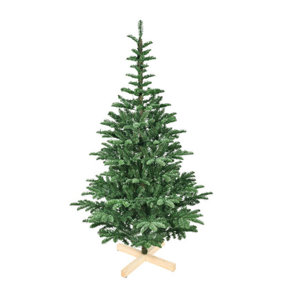 6ft Pre-Lit Christmas Tree With 300 Warm White LED Lights, 611 PE+PVC Tips, Realistic Layered Look, Unique Wooden Base –