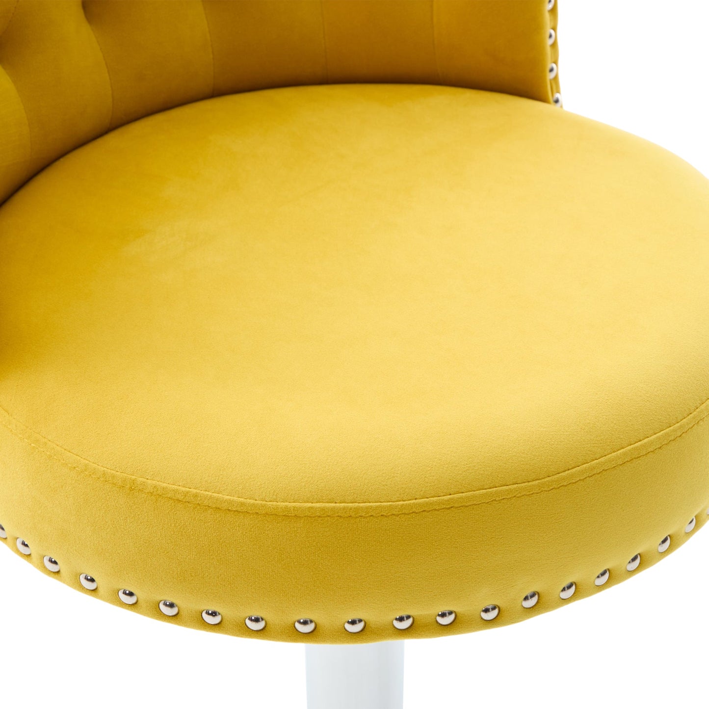 Velvet Bar Stool Set of 2, Adjustable Swivel Bar Stools With Silver Plated Metal Leg, Chrome Nailhead, Counter Height Ch