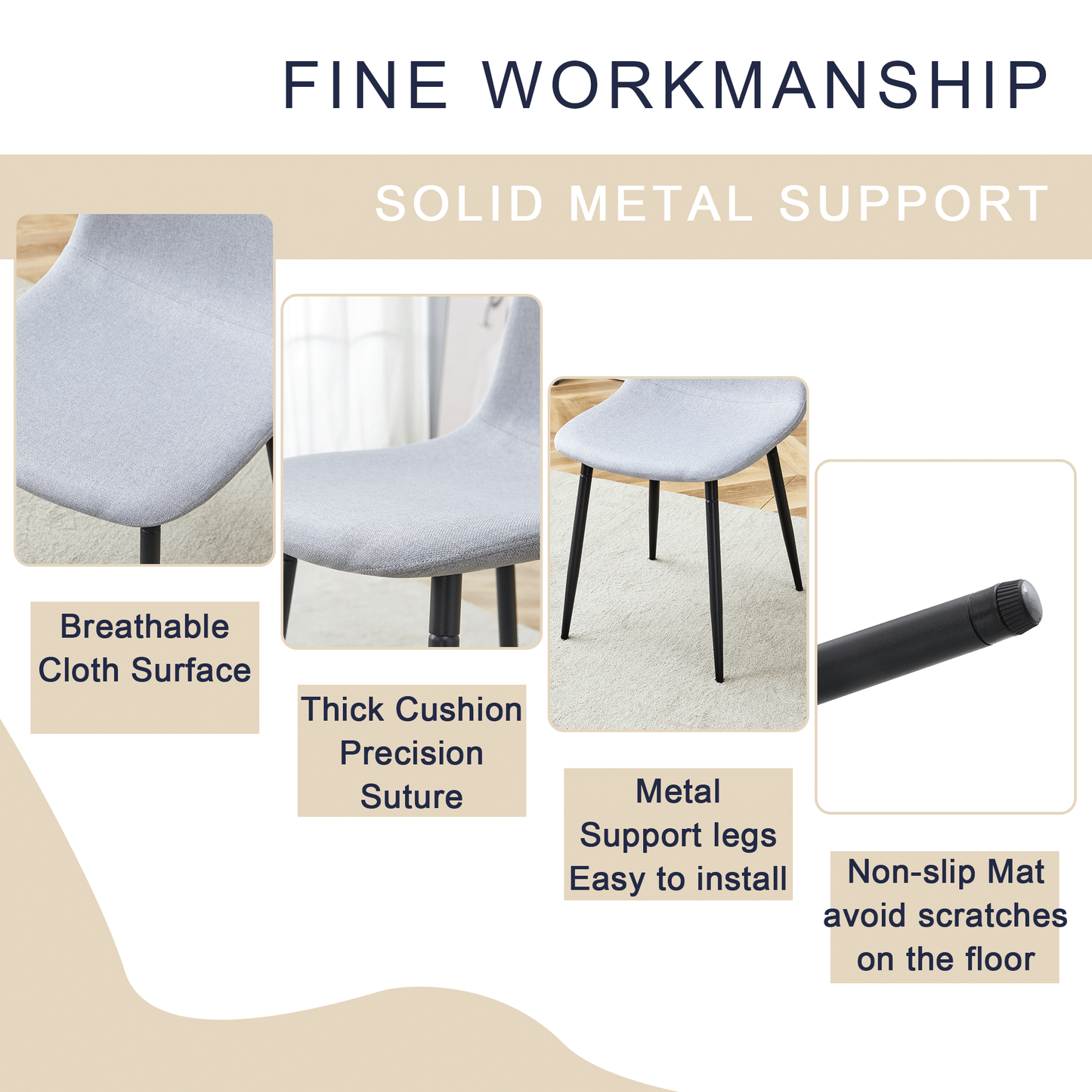 Table and Chair set.A Minimalist Retro Rectangular Dining Table With a Specially Textured Top and Black Metal legs.Paire