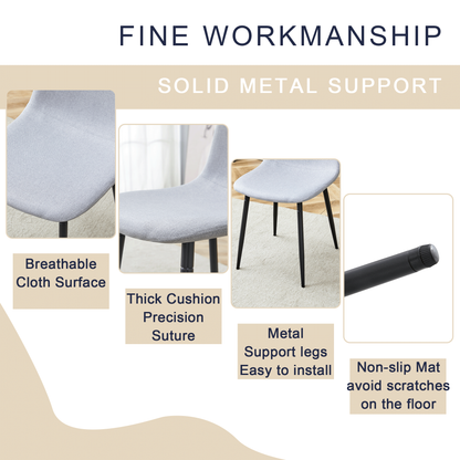 Table and Chair set.A Minimalist Retro Rectangular Dining Table With a Specially Textured Top and Black Metal legs.Paire