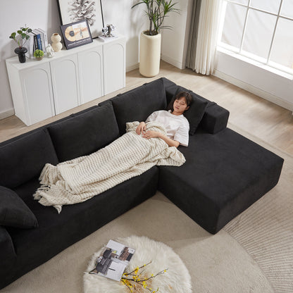 Modern Chenille Upholstered Sectional Sofa Couch Set,Modular 108' L Shaped Sectional Living Room Sofa Set With 6 Pillows