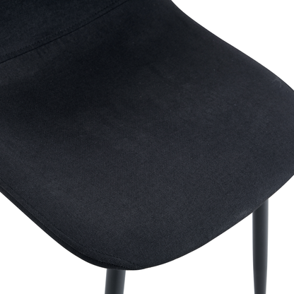 Luxury Simple Chair - Set of 4 BLACK Linen-Cotton Material High Resilience Dining Chair With Metal Black Leg.Integral Me