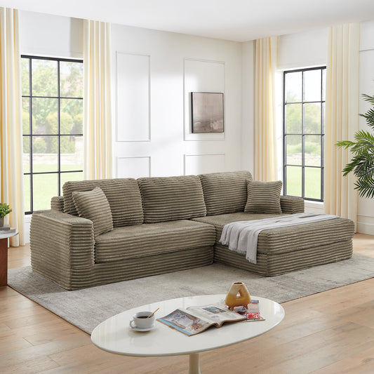 Right Sofa Seat,L Shape Modular Sectional Sofa, Compressed Sectional Sofa Modern Minimalist Style Corduroy Couch,Unfold
