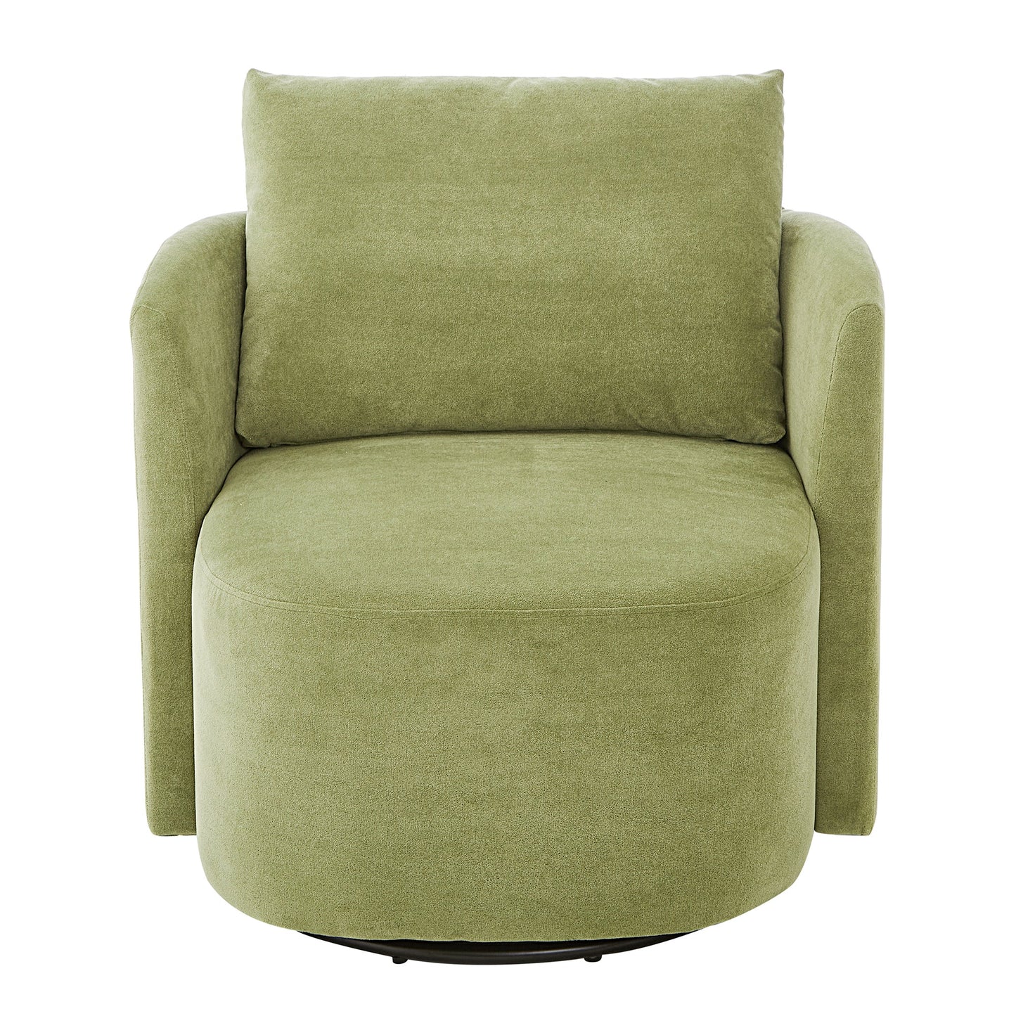360° Swivel Chair, 29.9' Accent Barrel Armchair, Upholstered With Curved Design, Green Chenille, for Living Room and Off