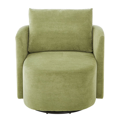 360° Swivel Chair, 29.9' Accent Barrel Armchair, Upholstered With Curved Design, Green Chenille, for Living Room and Off